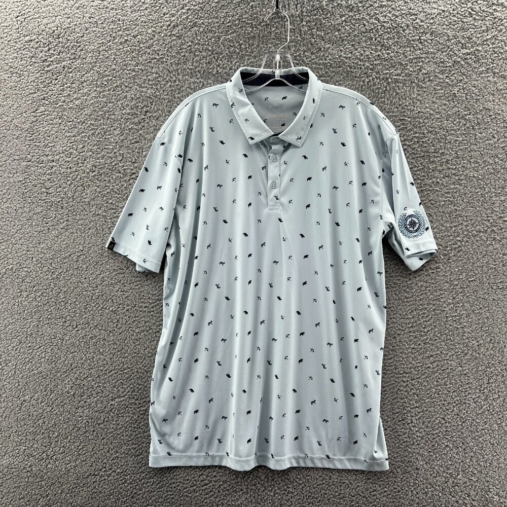 Swannies Golf Polo Mens XL Blue Animal Print Southside Country Club Short Sleeve